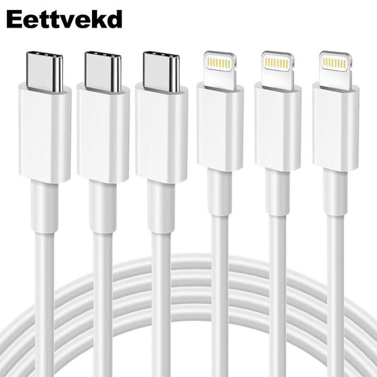 Eettvekd USB C Fast Charging Cable, 3 Counts PD Super Fast Charge Phone Charging Cable for Summer for Iphone 14/14 Pro/13/13 Pro/12/11 Pro/X/Xs/Xr Phones